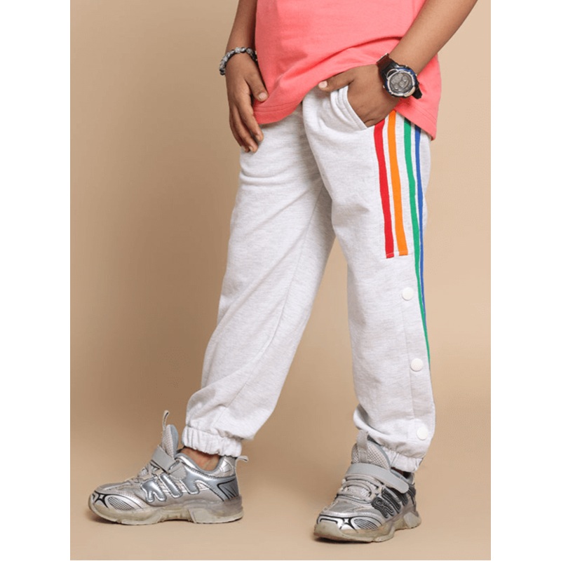 DUDS PRISM COLORFUL STRIPE JOGGER FOR BOY GIRL MELANGE GREY 1-2 YRS