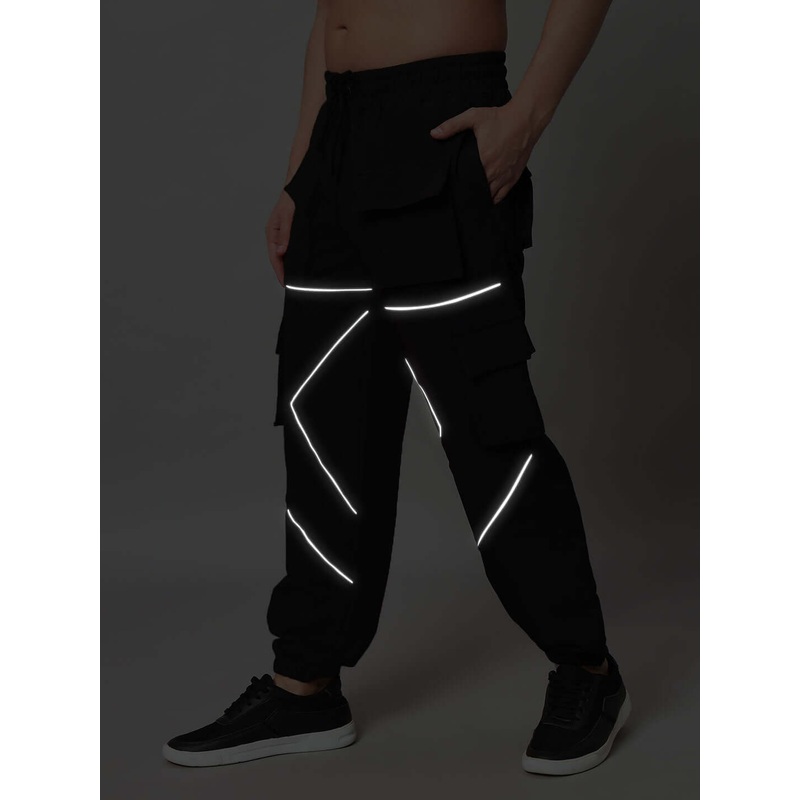 FRONTLINE REFLECTOR PARACHUTE CARGO PANT BLACK XS