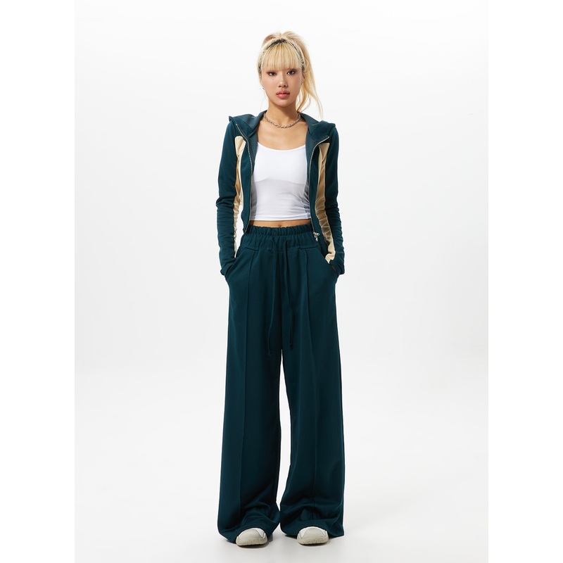 Line Detail Banded Sweatpants IO326 Dark green S/M