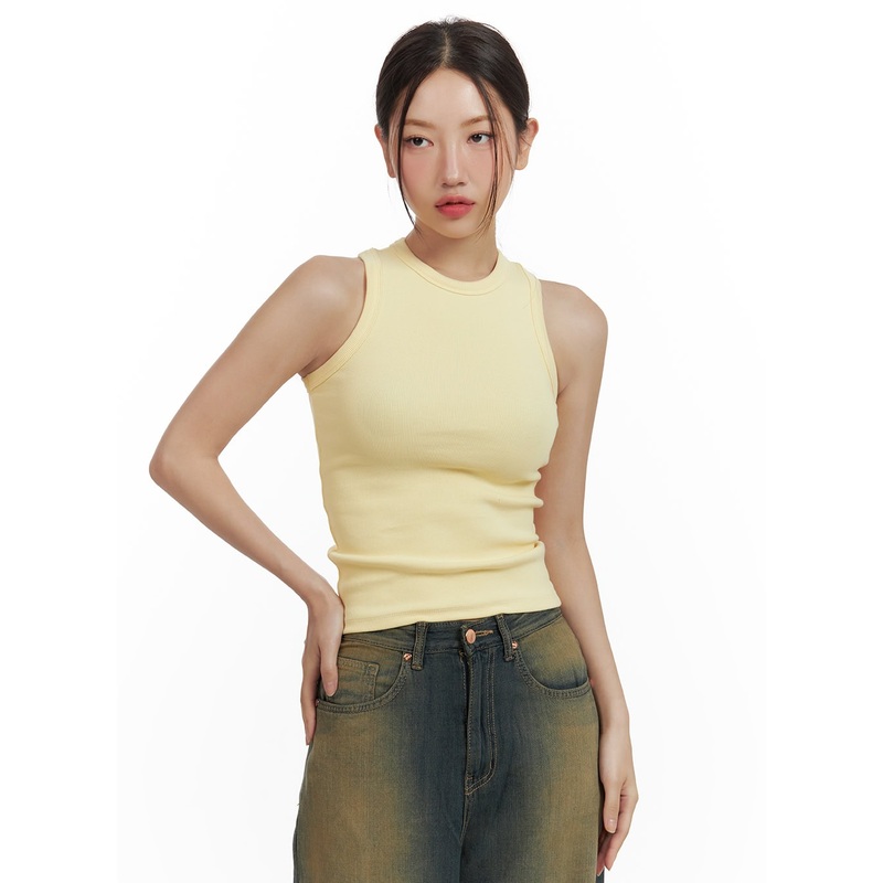 Solid Ribbed Tank Top CU420 Yellow S/M