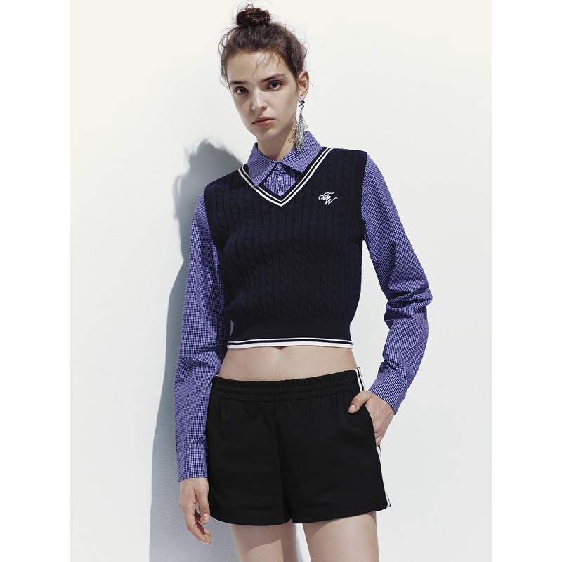 2 In 1 Embroidered Knitted T-Shirts Blue XS