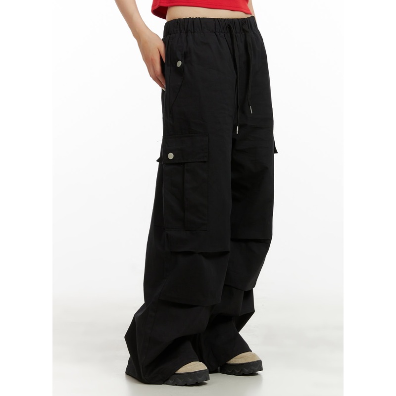 Cargo Wide Leg Pants CU424 Black S/M