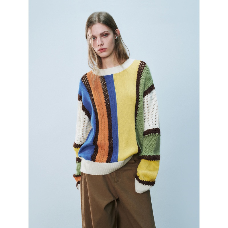 Colorblocks Knitted T-Shirts Multi-Color XS