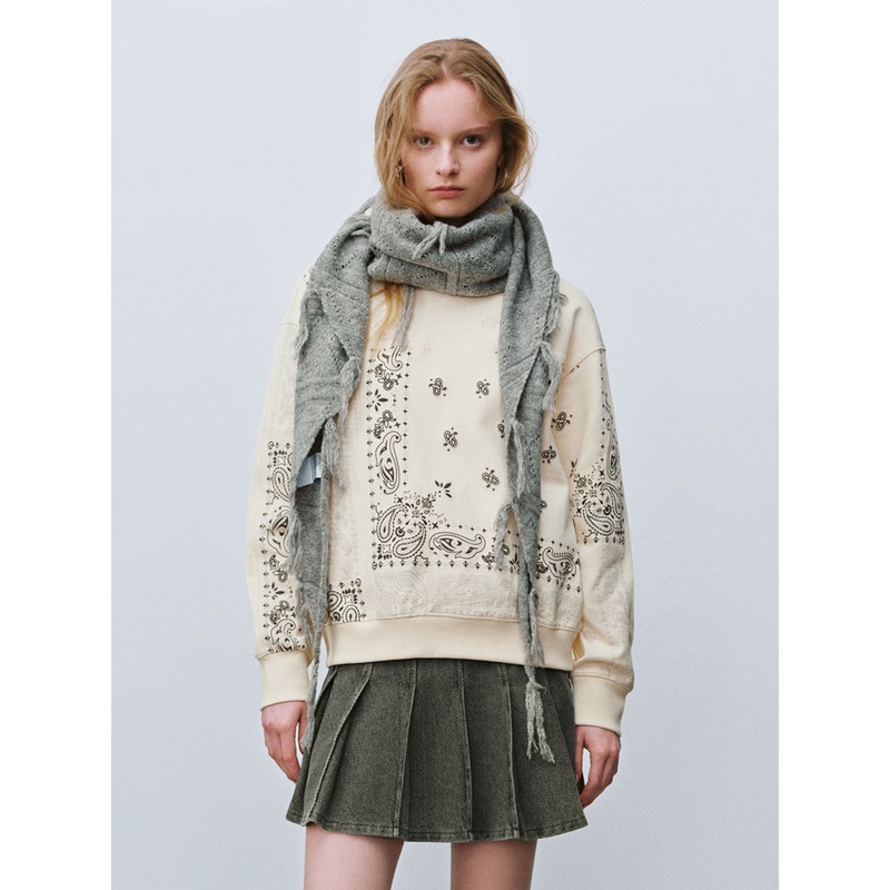 Crew Neck Loose Sweatshirts White XS