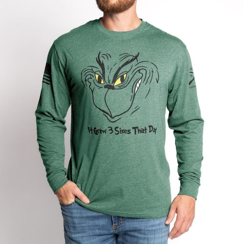 Grinch Grows Long Sleeve – Heather Forest Green Small