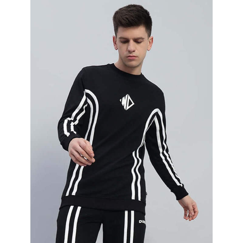 MEN OUTLOOK SWEATSHIRT BLACK WITH WHITE STRIPE XS