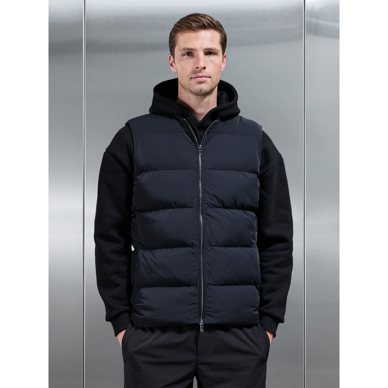 Quilted Bomber Gilet in Black XS Black