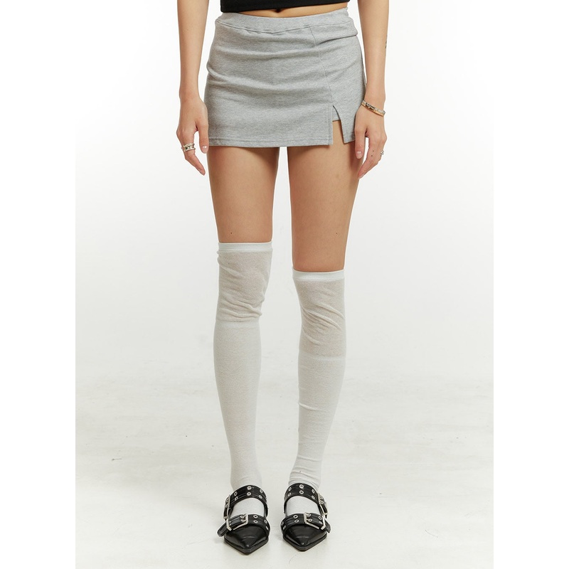 Simple Slit Mini Skirt CU424 Gray S/M