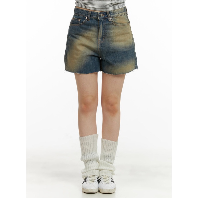 Washed Cotton Shorts CU424 Blue S