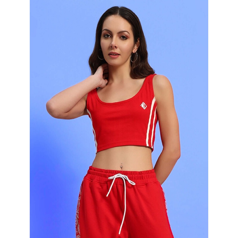 WOMEN’S BEVY COTTON CROP-TOP RED XS