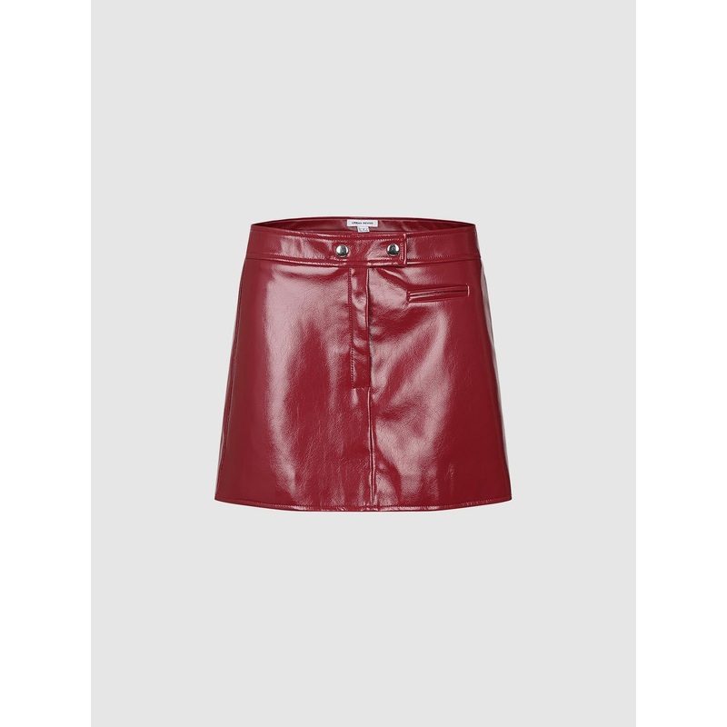 Zipper Fly A-Line Midi Skirts Red XXS