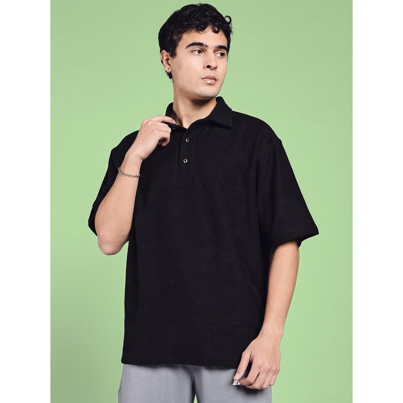BROCADE POLO COTTON T-SHIRT BLACK XS