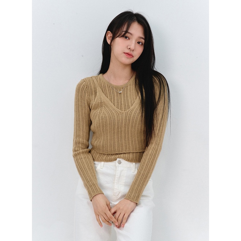Bustier Layered Knit OO319 Beige S/M