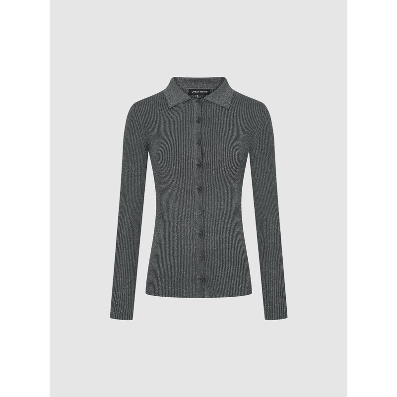 Button Up Slim Fit Knitted Cardigans Dark Grey XS