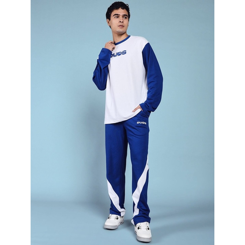 CELESTINE COOL RELAXED FIT CO-ORD SET WHITE BLUE XS