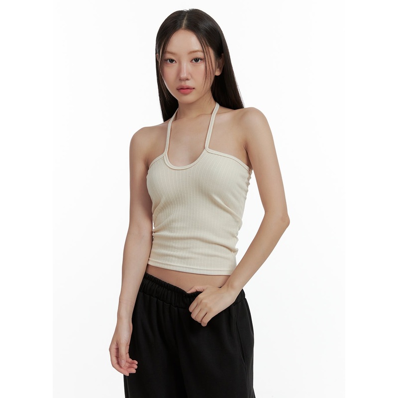Deep U Neck Cami Top OL401 Light beige S/M