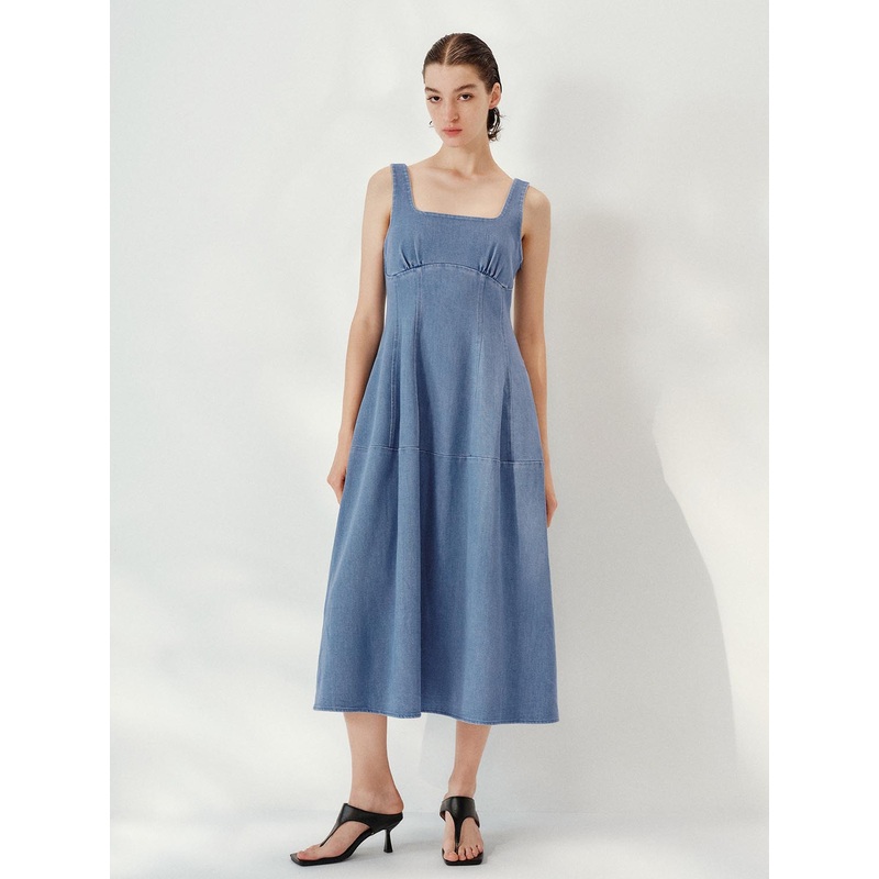 Denim Maxi Dresses Blue XS