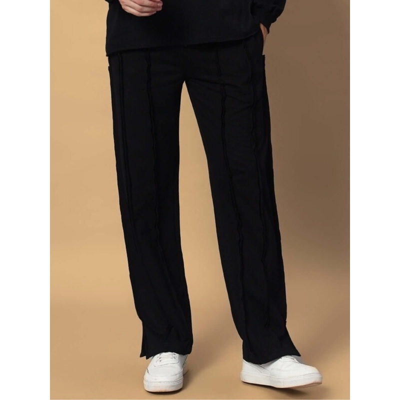 LAMINA SIDE SLIT COTTON TERRY JOGGERS BLACK XS