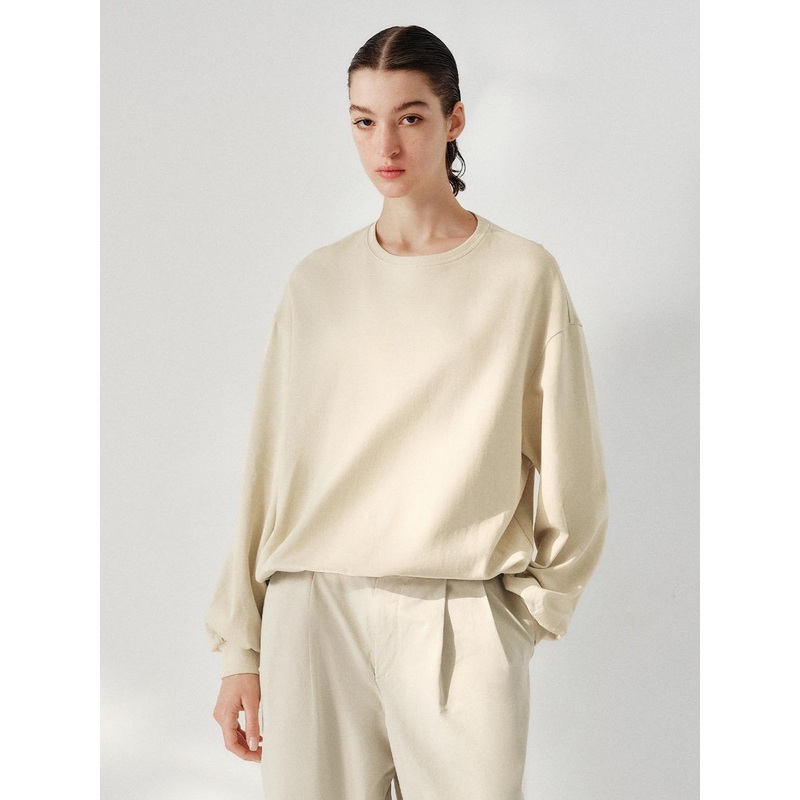 Loose Fit Crew Neck Sweatshirts Khaki S