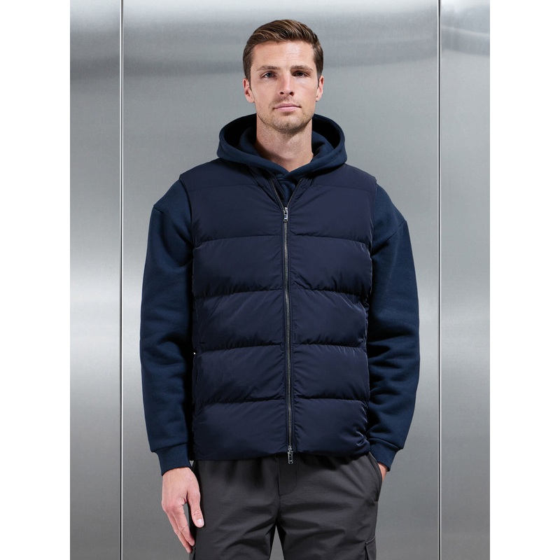 Quilted Bomber Gilet in Navy XS Navy
