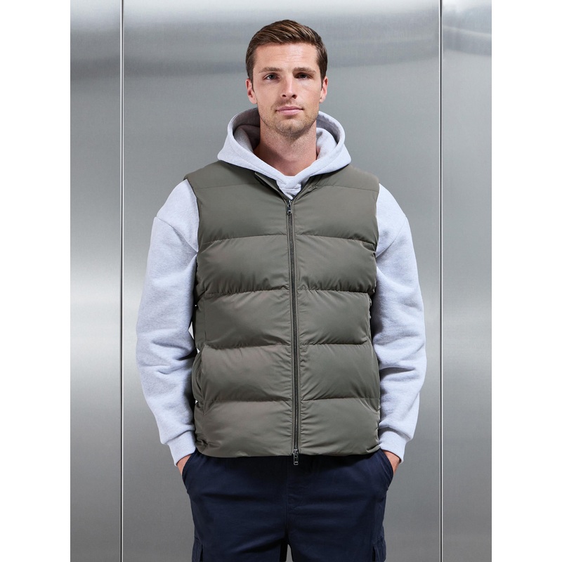 Quilted Bomber Gilet in Olive XS Olive