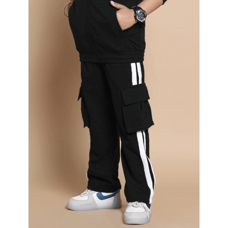 SCOTIA STRIPE JOGGERS FOR BOYS GIRLS BLACK 1-2 YRS