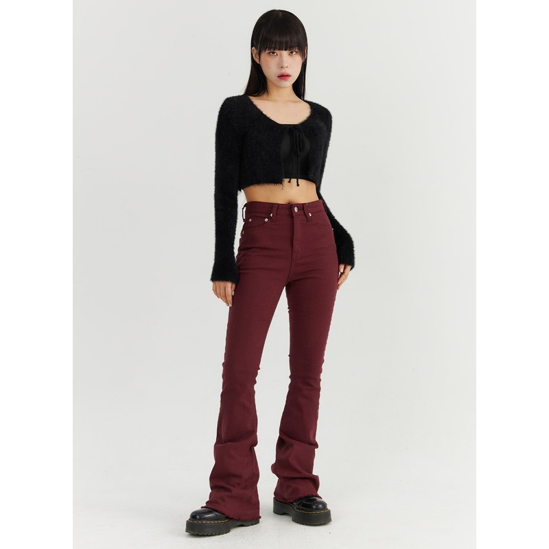Slim Fit Bootcut Pants CO319 Dark red S