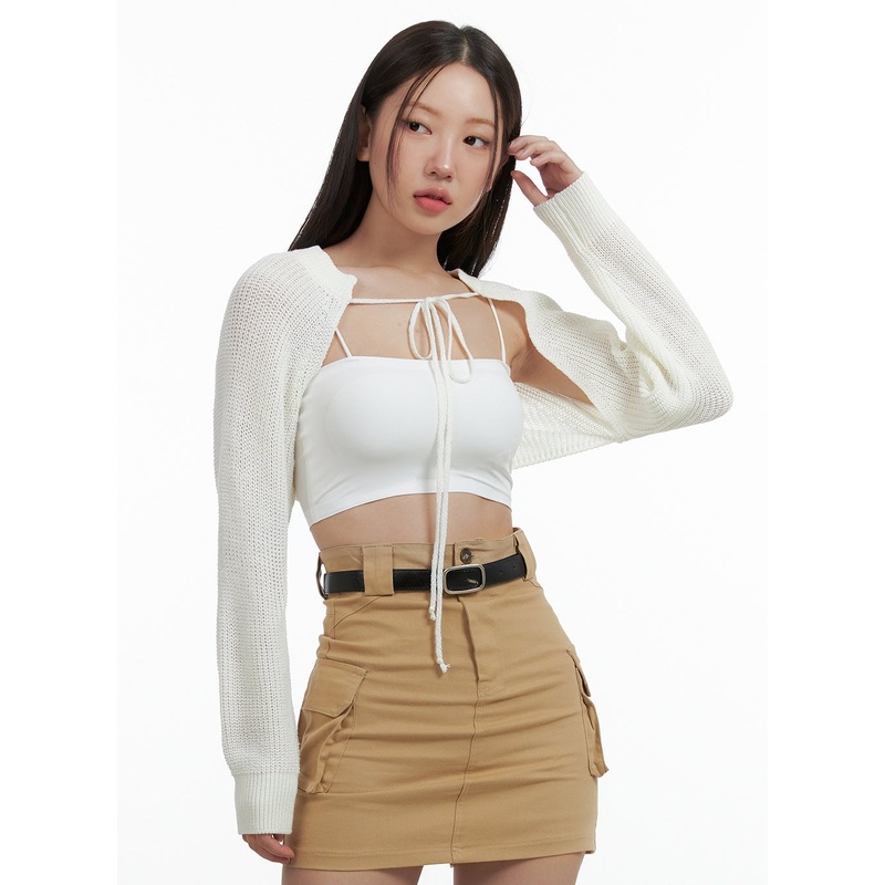 Strap Mesh Bolero OL401 Light beige S/M