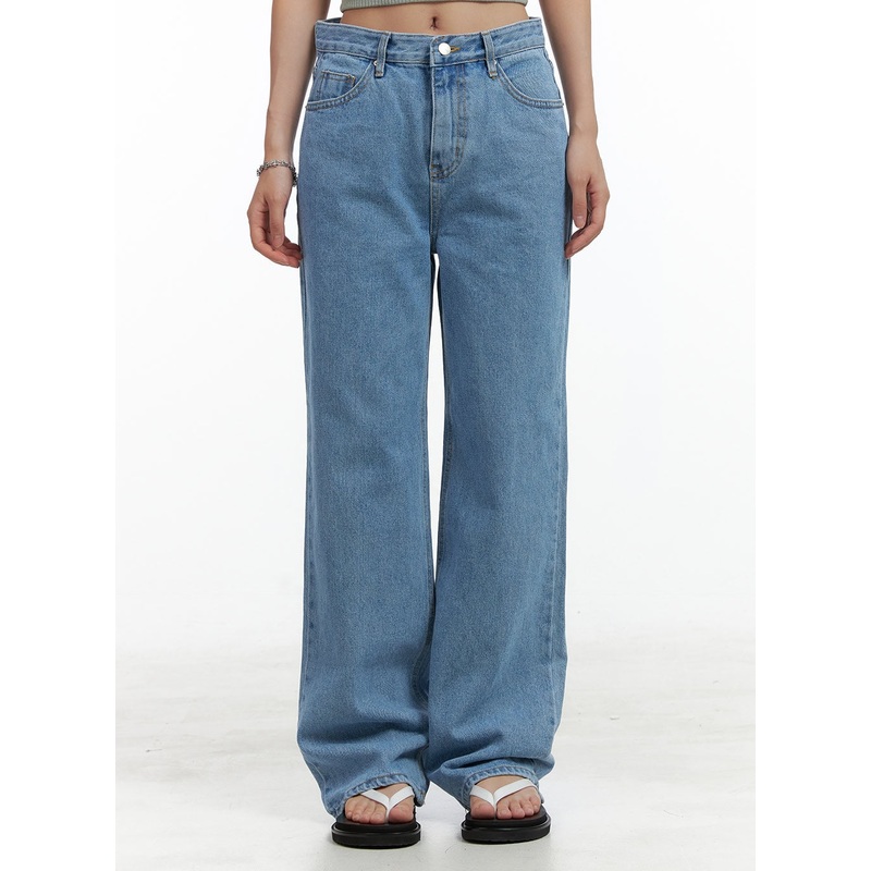 Washed Wide Fit Jeans OL401 Blue S