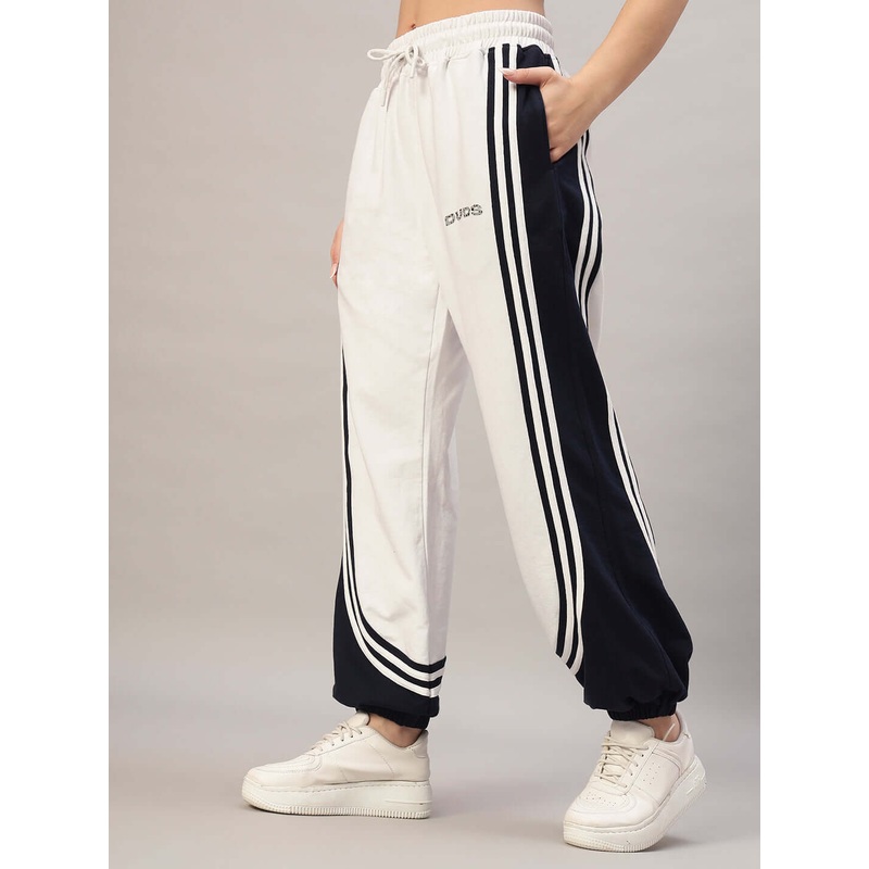 WOMEN FRENZY CURVE CONTRAST JOGGERS WHITE NAVY XS