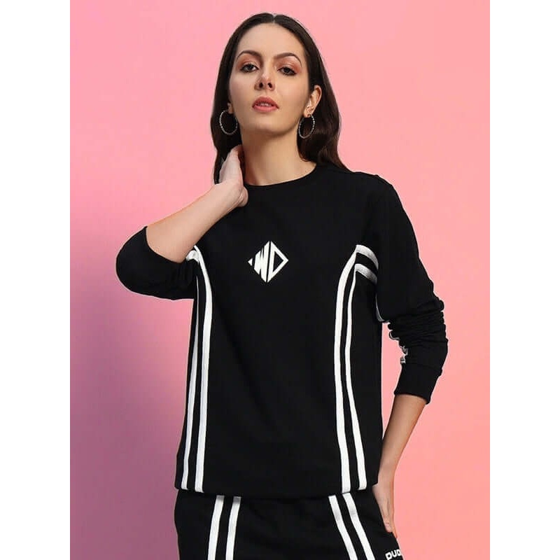 WOMEN’S OUTLOOK SWEATSHIRT BLACK WITH WHITE STRIPE XS