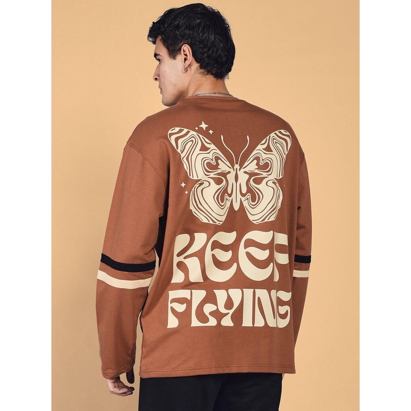 KEEP FLYING OVERSIZED SWEATSHIRT BROWN XS