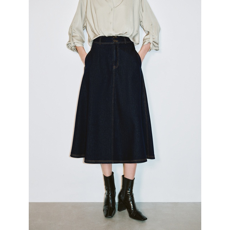 Loose Denim Skirts Blue XS