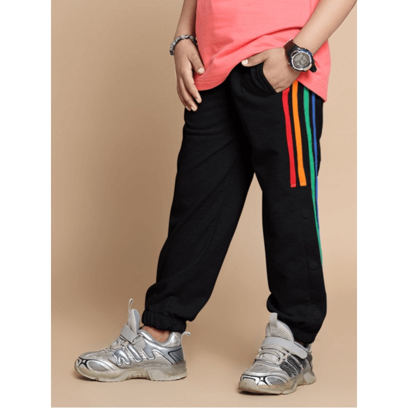 DUDS PRISM COLORFUL STRIPE JOGGER BOYS GIRL BLACK 1-2 YRS
