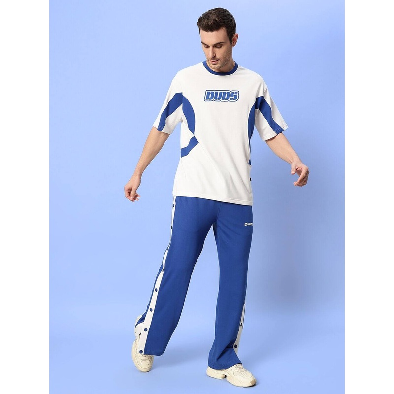 EZEL RELAXED FIT CO-ORD SET WHITE-BLUE XS