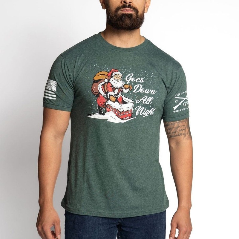 Goes Down All Night T-Shirt – Heather Forest Green Small