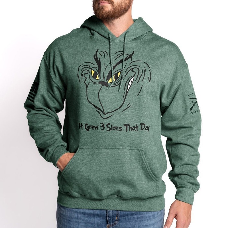 Grinch Grows Hoodie – Heather Forest Green Small