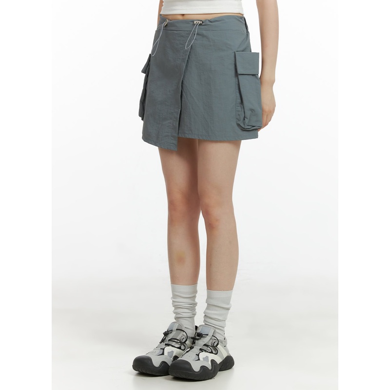 Unbalanced Cargo Mini Skirt CL403 Gray S/M