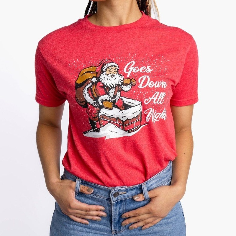 Women’s Goes Down All Night Boyfriend Fit T-Shirt – Red Small