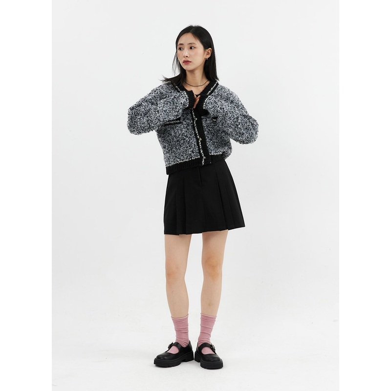 Wool Blend Mini Skirt OO305 Black S/M