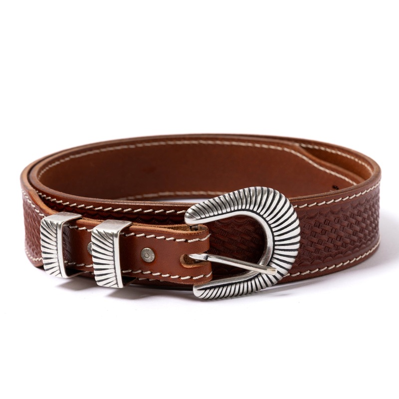 Jean Dessel x MJ: Western Belt “Rodeo” made of Brown Cowhide – handmade 85