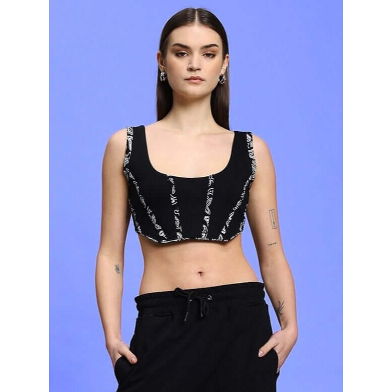 WOMEN’S AMISHA REGIONAL CROP TOP BLACK XS