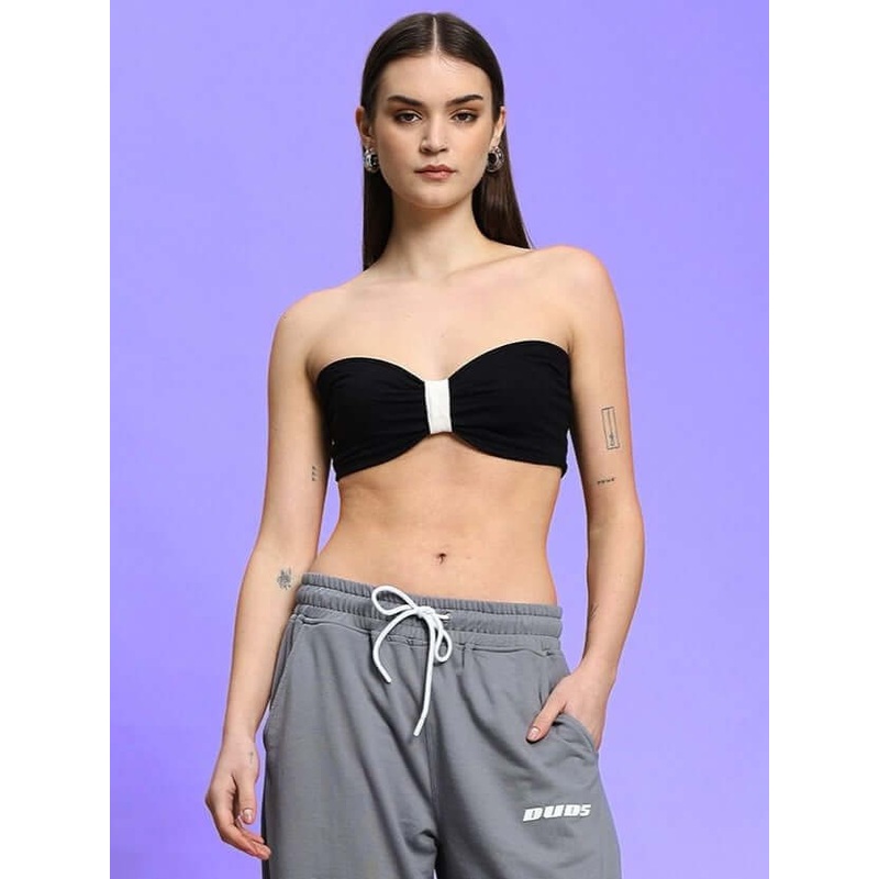 WOMEN’S LIA BANDEAU COTTON TOP BLACK XS