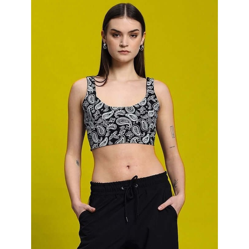 WOMEN’S LINNA COTTON CROP-TOP BLACK XS