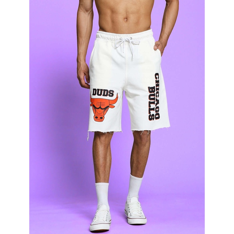 BLAZE BULLS PRINT REGULAR FIT SHORTS OFF WHITE XS