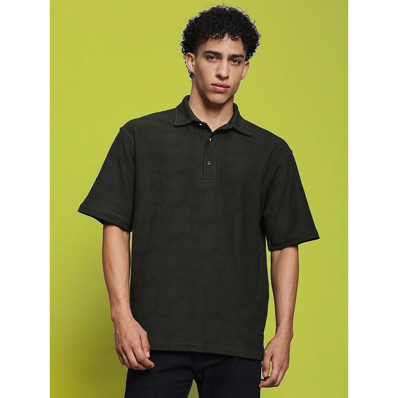 BROCADE POLO T-SHIRT DARK GREEN XS