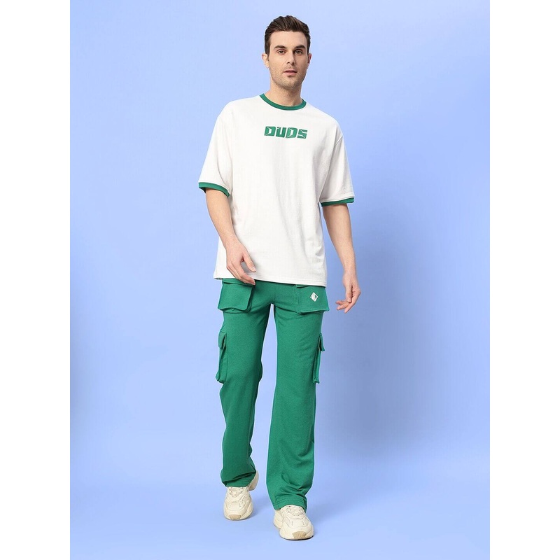 EASTON COTTON CO-ORD SET GREEN-WHITE XS