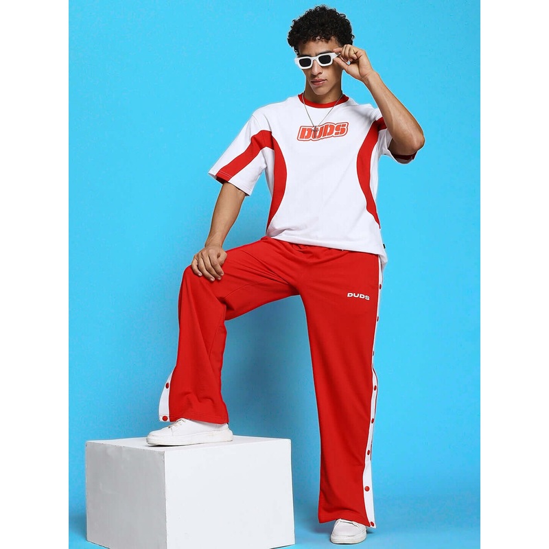 EZEL RELAXED FIT CO-ORD SET WHITE-RED XS
