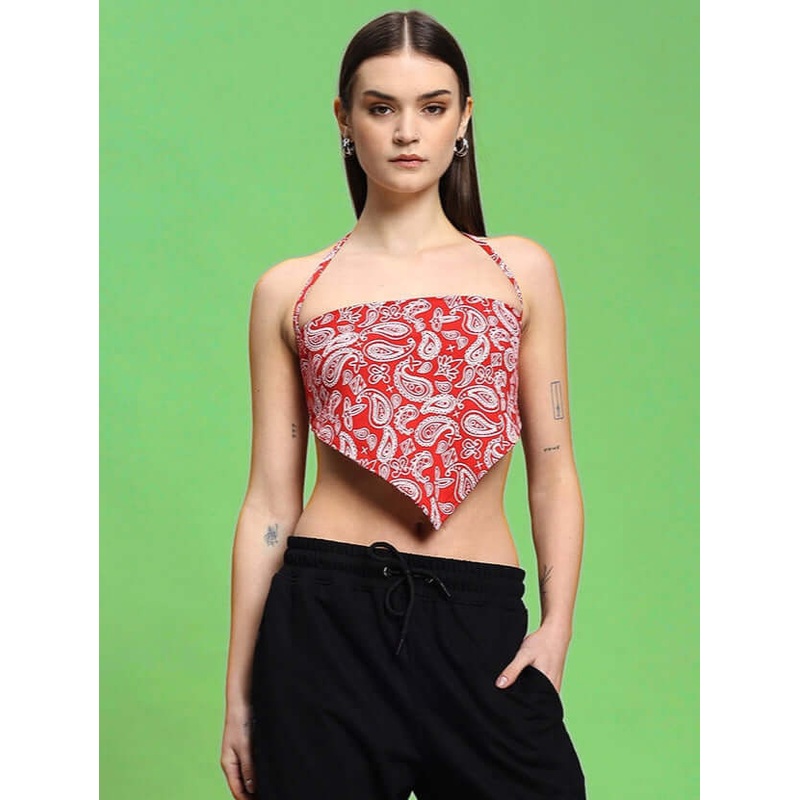 WOMEN’S ZIVA COTTON CROP-TOP RED XS