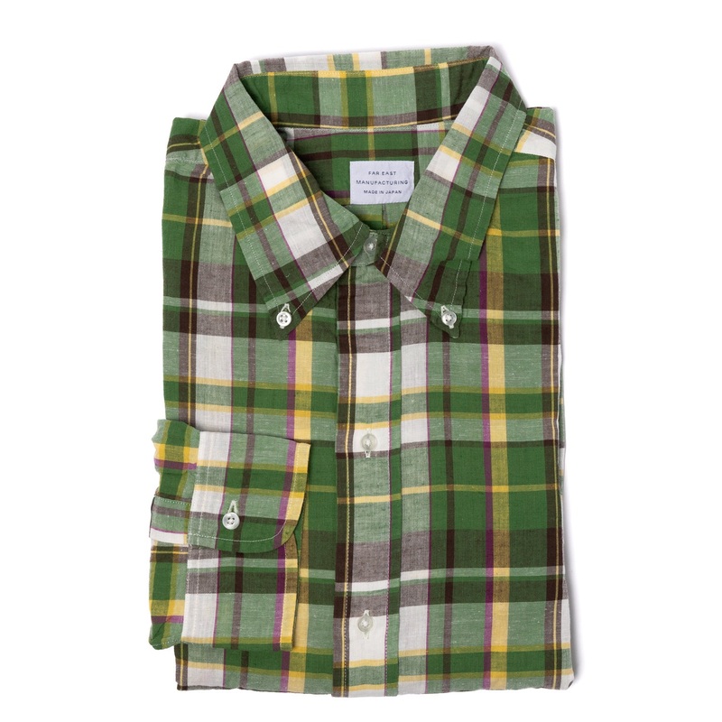 Button-Down Shirt “Japanese Madras” made from pure Cotton M